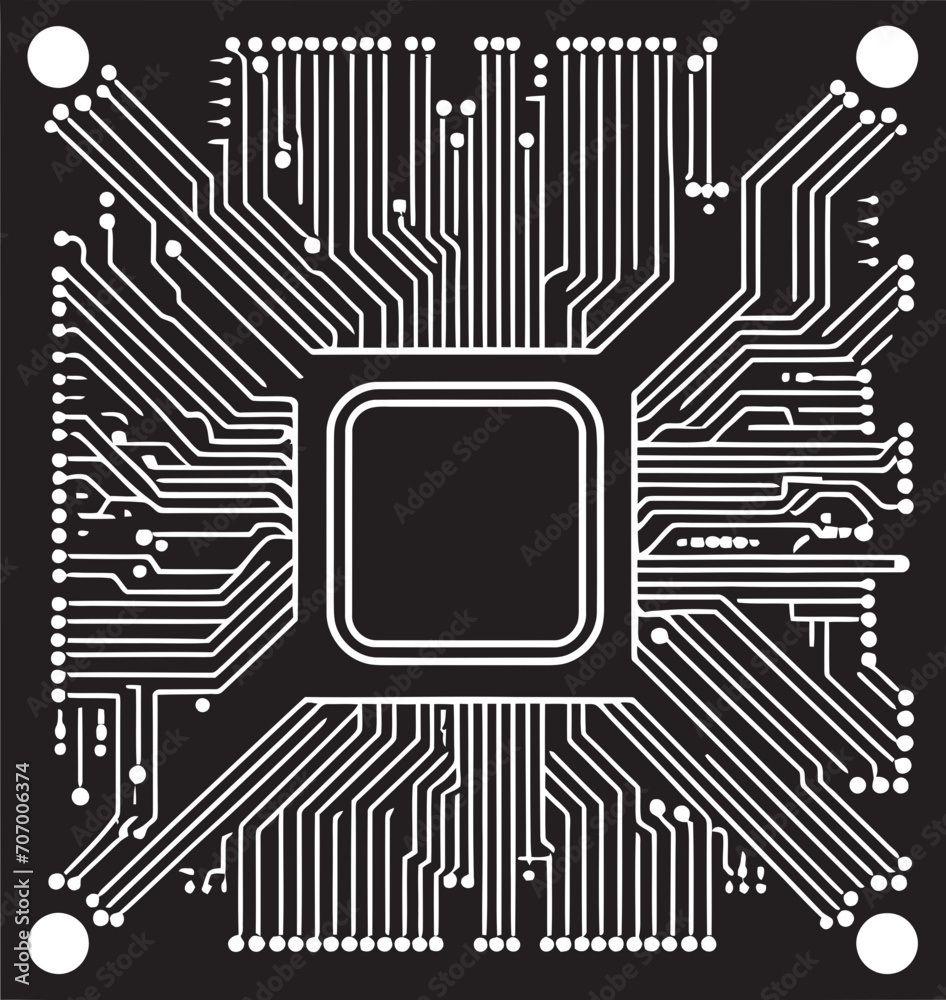 ElectroMatrix Futuristic Emblematic Chip Artistry Binary Brilliance Symbolic Vector Chip Design