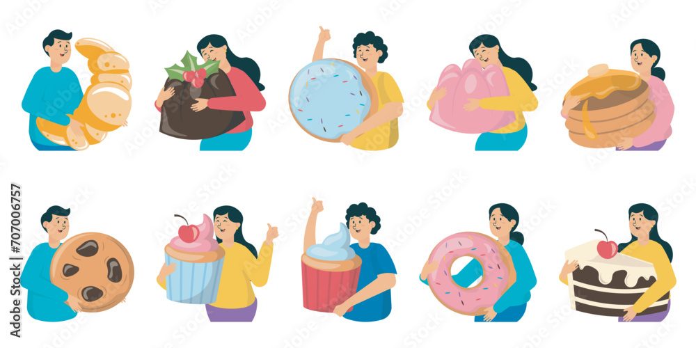 People Holding Croissants and Candies
