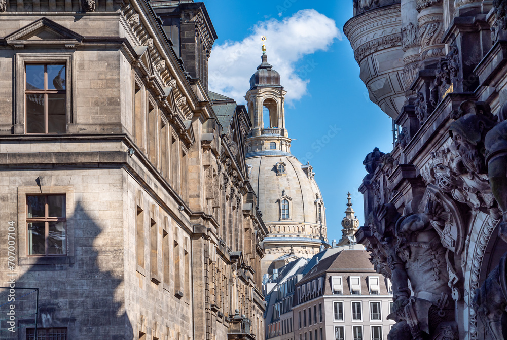 Old town in dresden with frauenkirche