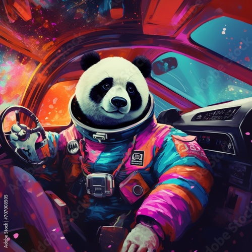 Cartoon style picture wearing a panda bear beautiful image Ai generated art