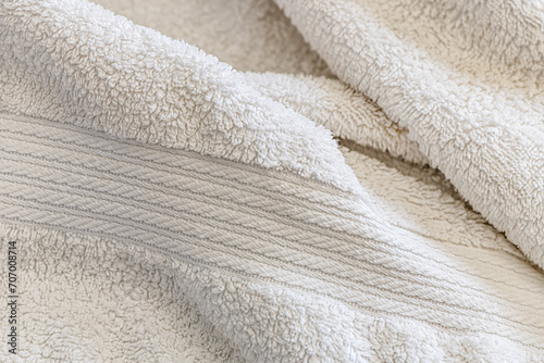 abstract background of white terry towel nice wide border texture close up shallow depth of field