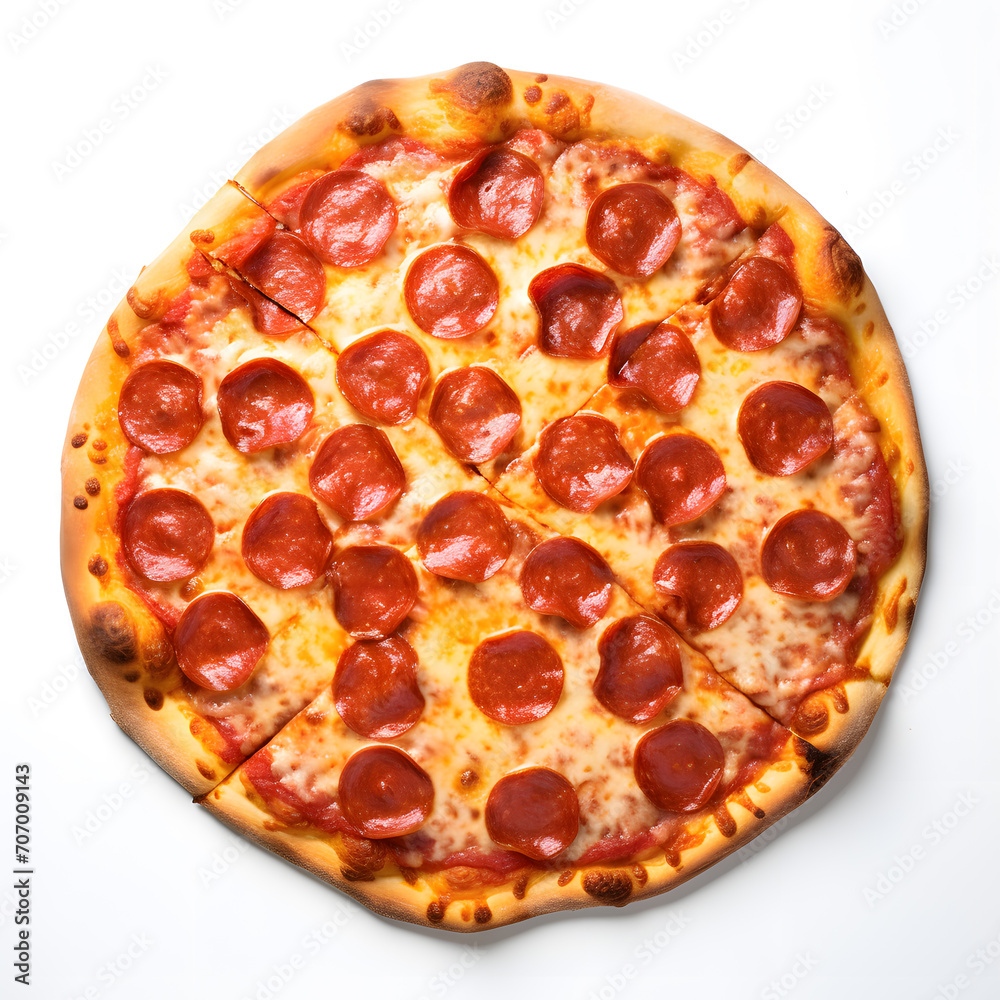 © Oksana_Latysheva - Pepperoni pizza top view isolated on white background