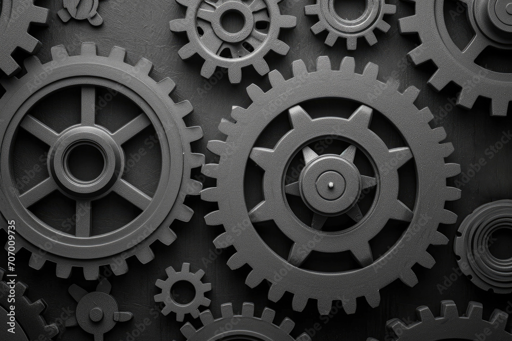 close up view of Industrial cogs or engine gears wheels