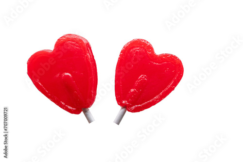 Two lollipop heart shape isolated. White background. valentine's day gift.