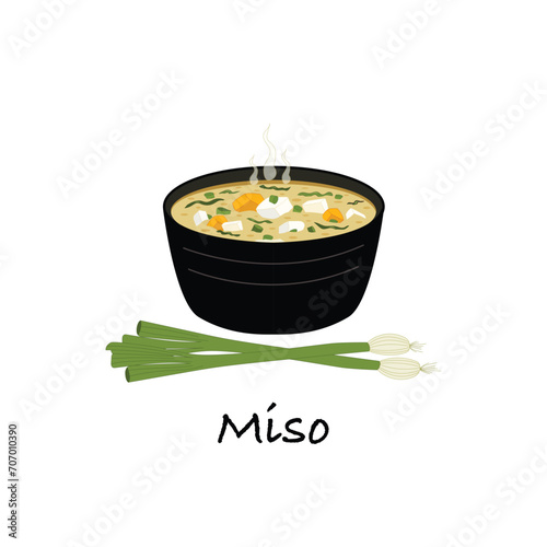Miso soup Japanese cuisine traditional dish vector illustration