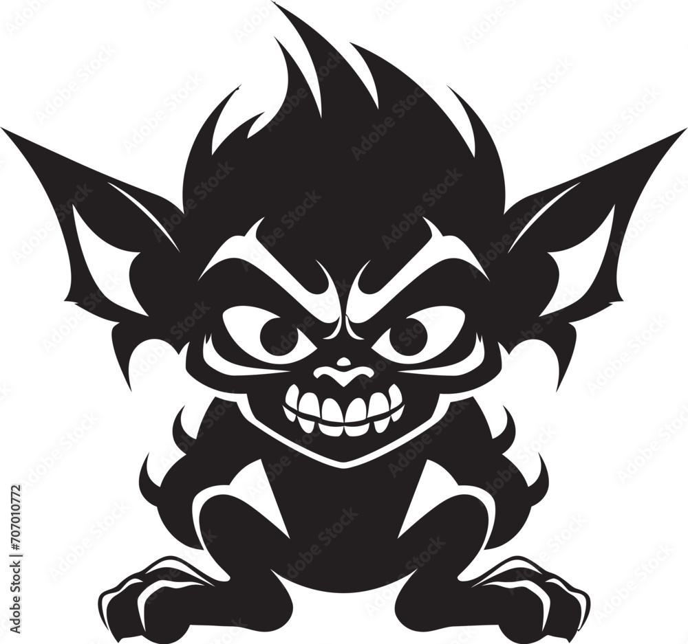 Malevolent Minion Cartoon Iconic Design Grimace Gargoyle Evil Goblin Logo