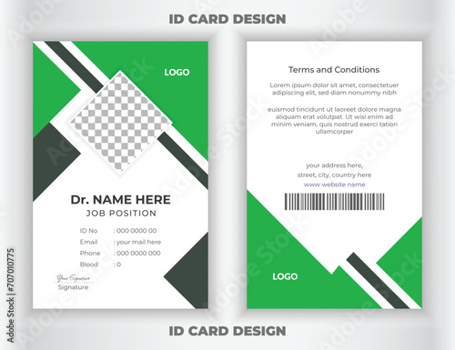 Professional medical ID card template or medical business ID card corporate identity design. Modern Doctor ID Card Template.