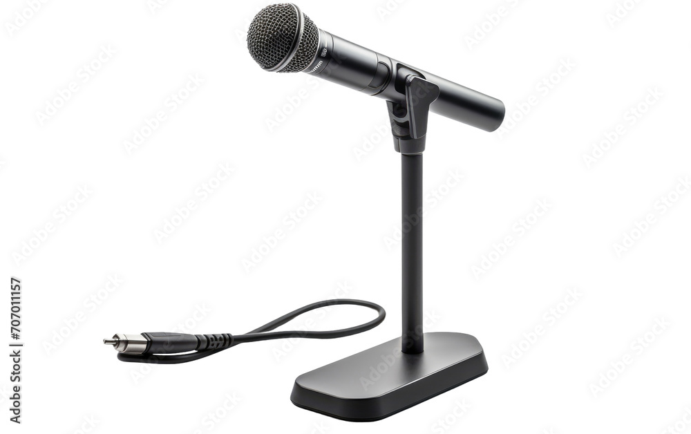 Obraz premium Microphone Stand, Offering Stability and Versatility for Seamless Performances on a White or Clear Surface PNG Transparent Background