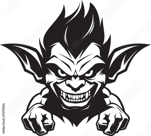 Nefarious Goblin Forms Vector Emblem Twisted Goblin Tactics Cartoon Icon