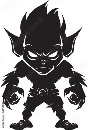 Twisted Goblin Tactics Cartoon Icon Evil Goblin Essence Full Body Vector