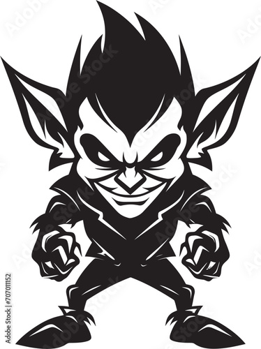 Nefarious Goblin Forms Vector Emblem Twisted Goblin Tactics Cartoon Icon