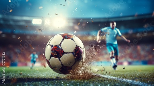 A football is played at great speed in the stadium © Wolfilser