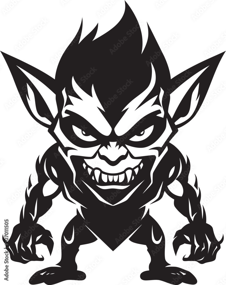 SinisterSprite Full Body Goblin Emblem WickedWhimsy Evil Goblin Vector