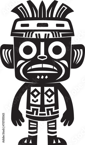 Savage Spirit Tribal Character Logo Ancient Animus Vector Cartoon Icon