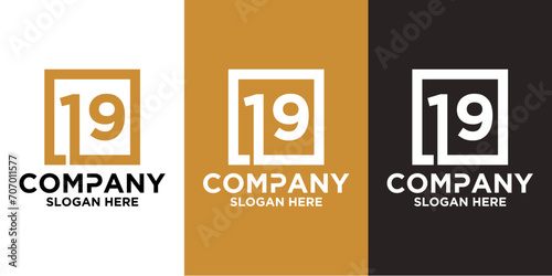 LOGO INITIAL NUMBERS 1 9 SQUARE COMBINATION