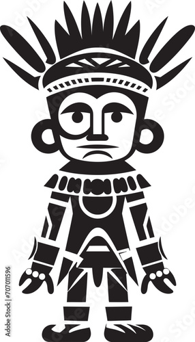 Savage Spirit Tribal Character Logo Ancient Animus Vector Cartoon Icon