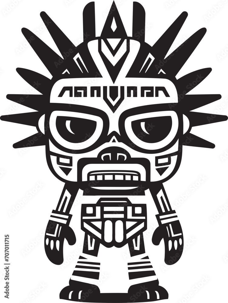 Savage Spirit Tribal Character Logo Ancient Animus Vector Cartoon Icon