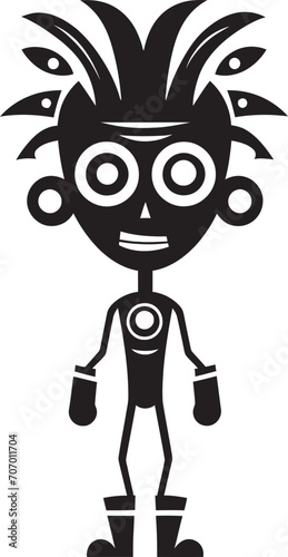 Savage Spirit Tribal Character Logo Ancient Animus Vector Cartoon Icon