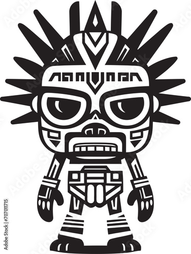 Savage Spirit Tribal Character Logo Ancient Animus Vector Cartoon Icon