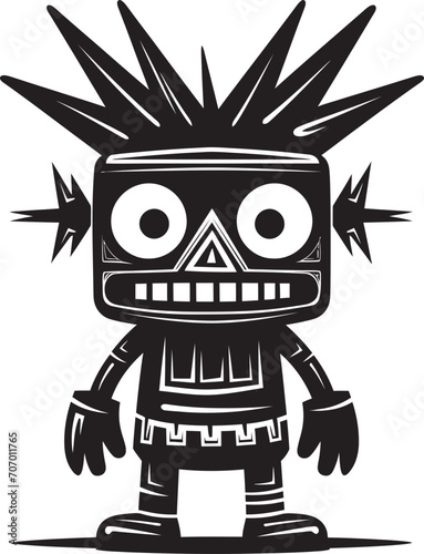 Ancient Animus Vector Cartoon Icon Wild Wanderer Tribal Vector Symbol