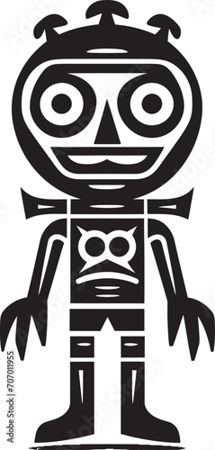 Savage Spirit Tribal Character Logo Ancient Animus Vector Cartoon Icon