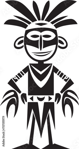Ancient Animus Vector Cartoon Icon Wild Wanderer Tribal Vector Symbol
