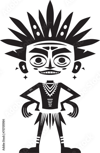 Ancient Animus Vector Cartoon Icon Wild Wanderer Tribal Vector Symbol