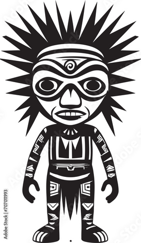 Savage Spirit Tribal Character Logo Ancient Animus Vector Cartoon Icon