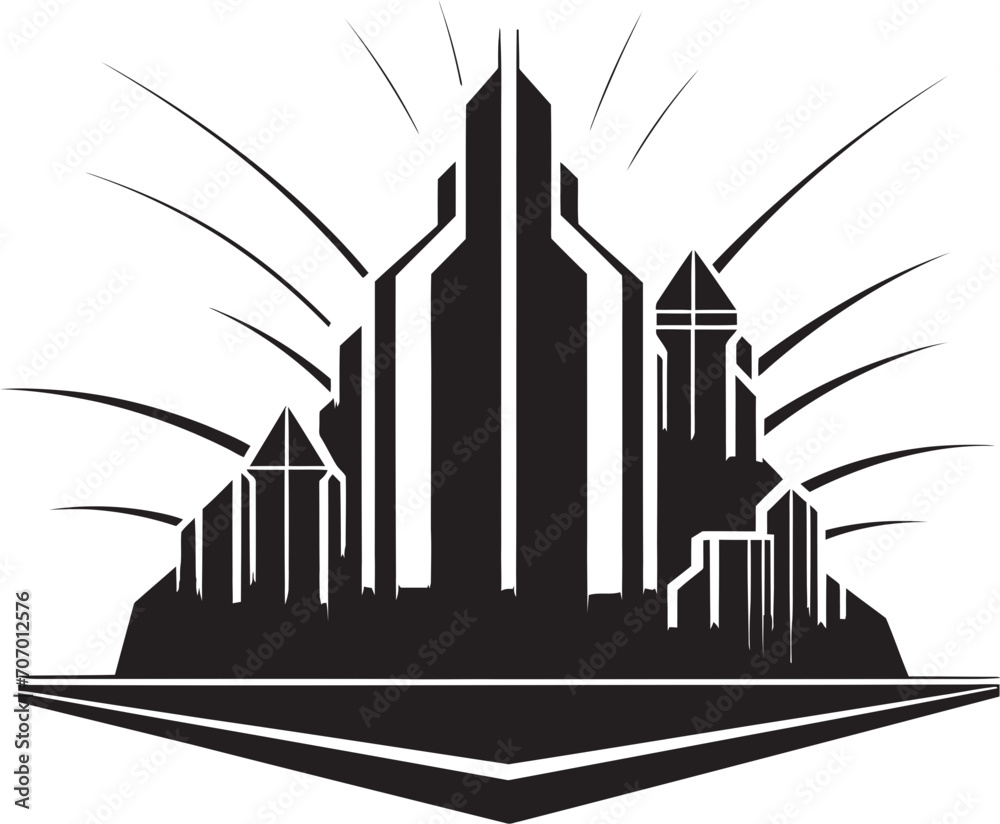 Futuropolis Modern Building Emblem Skyline Shift Futuristic Logo Design