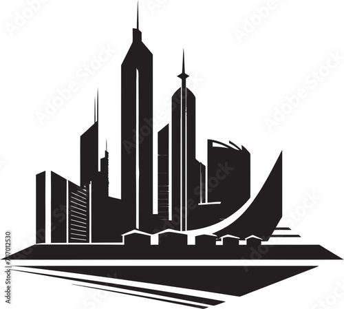 Futuropolis Modern Building Emblem Skyline Shift Futuristic Logo Design