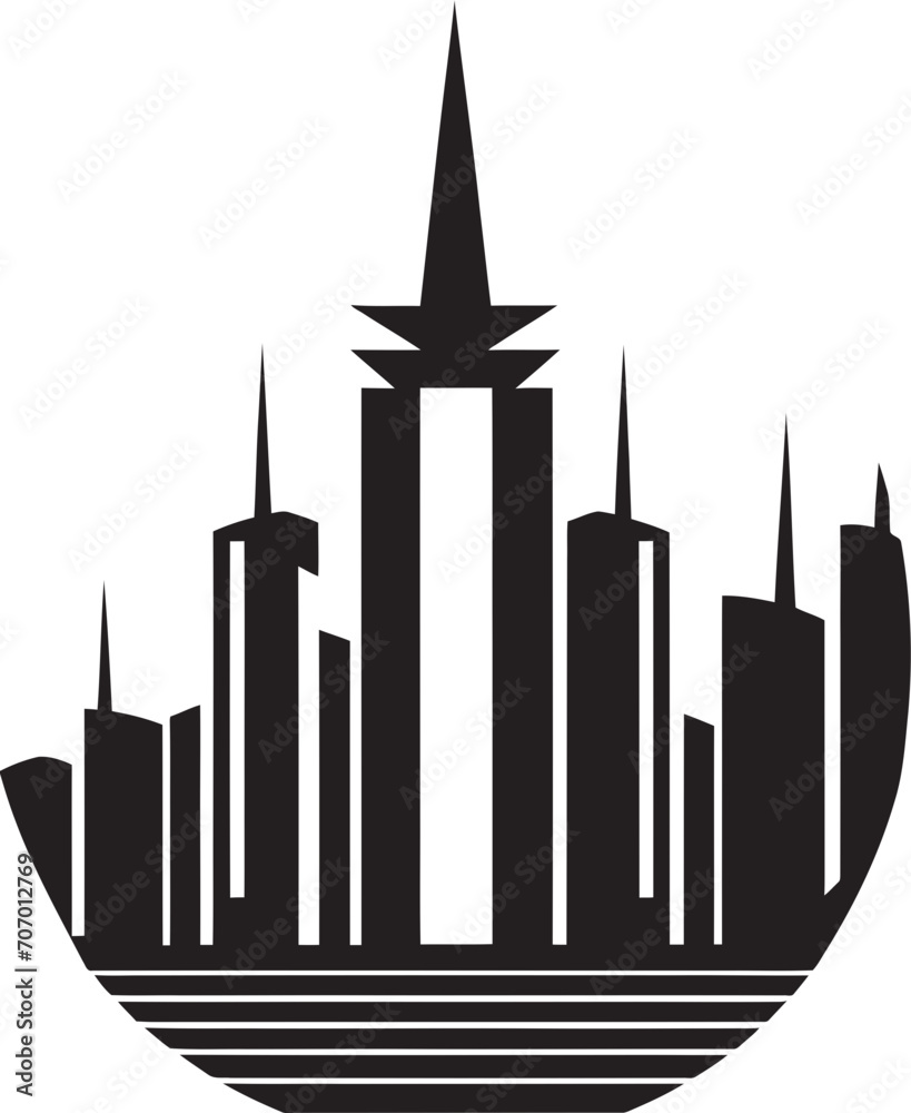 Obraz premium Futuropolis Modern Building Emblem Skyline Shift Futuristic Logo Design