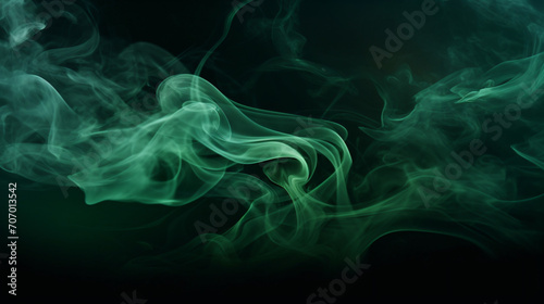 Dark Green Smoke on Black Background. A Haunting image