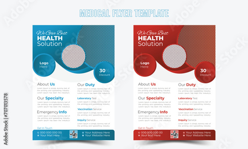 Professional medical Flyer, brochure, poster design template. Minimal and clean medical flyer design vector template