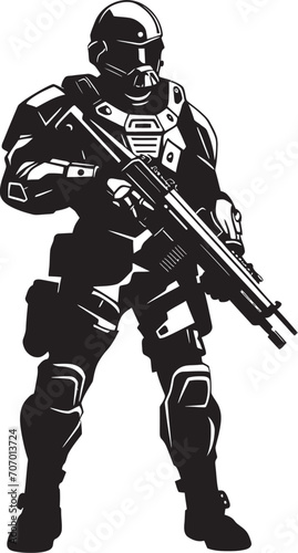 NanoStrike Vector Soldier Logo TechTroop Futuristic Vector Icon