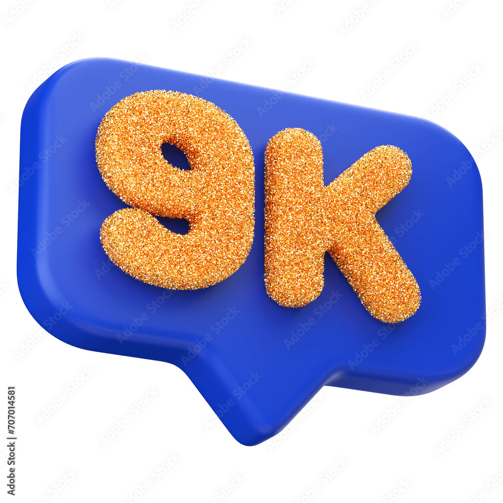 9k follower 3d icon number - subscriber or like on social media 9k follower 3d icon number - subscriber or like on social media