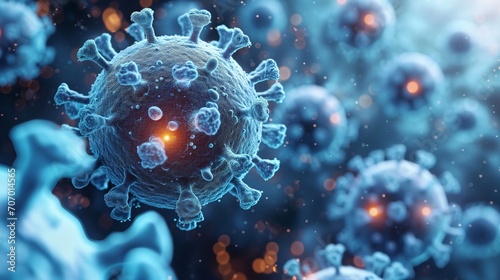 Macro details virus bacteria diseases coronaviruses influenza as dangerous flu strain cases as a pandemic photo
