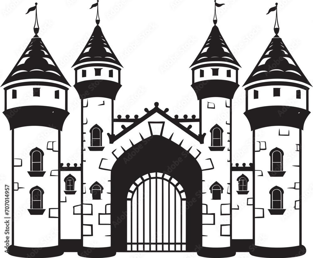 Fototapeta premium MedievalEntry Castle Gate Icon KingdomPortal Castle Gate Symbol