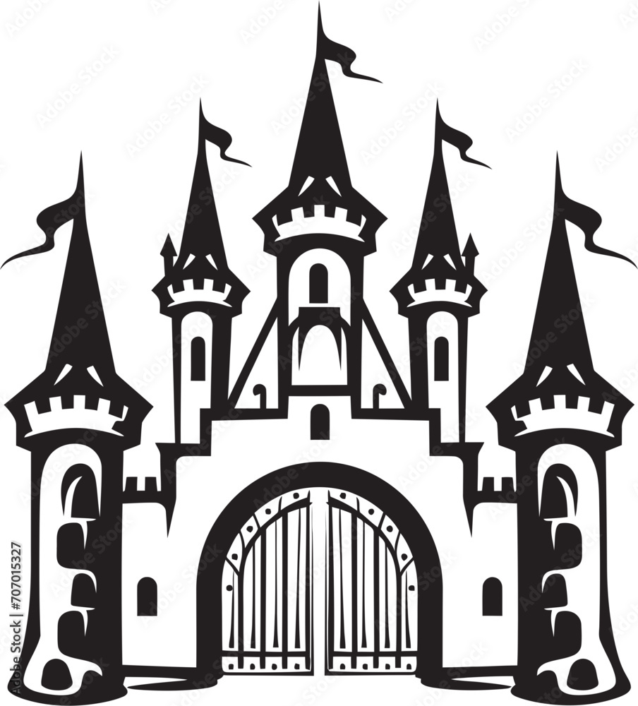 KnightGuard Vector Castle Logo MedievalArchway Gate Vector Icon