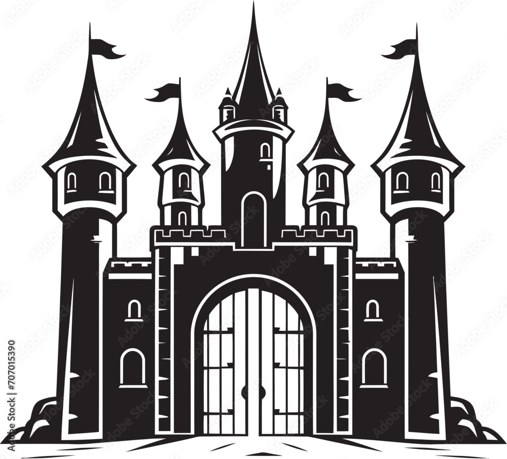 MedievalArchway Gate Vector Icon FortressEntry Castle Gate Symbol