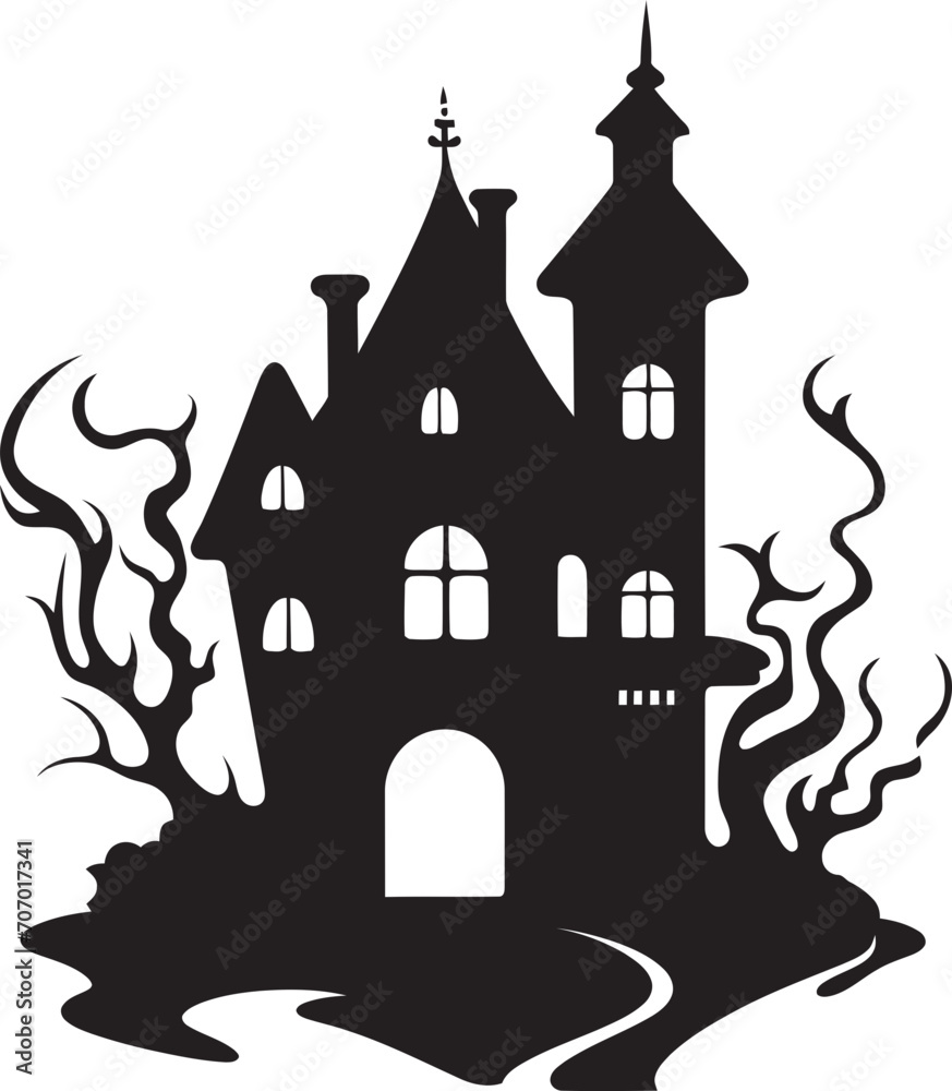 Spectral Dwelling House Icon Design Phantom Estate Spooky Symbol