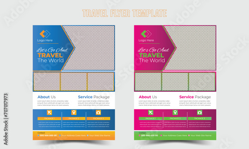 Creative flyer design and brochure cover page template for travel agency
