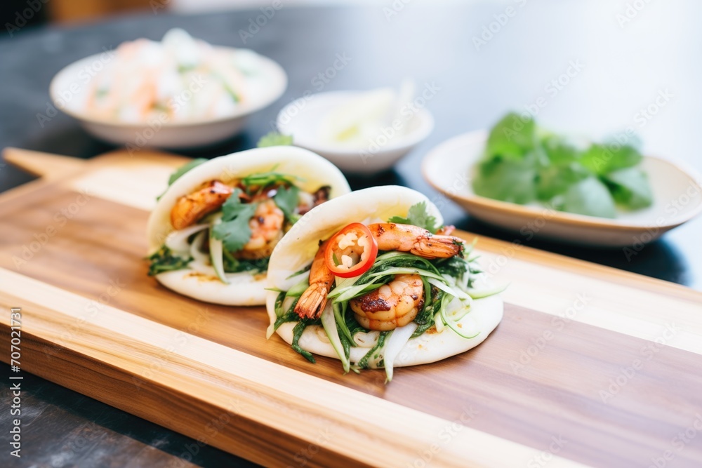 bao buns with grilled shrimp and cilantro bao buns with grilled shrimp and cilantro