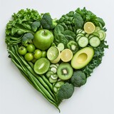 health care Eating healthy food holding heart shaped green fruits and vegetables