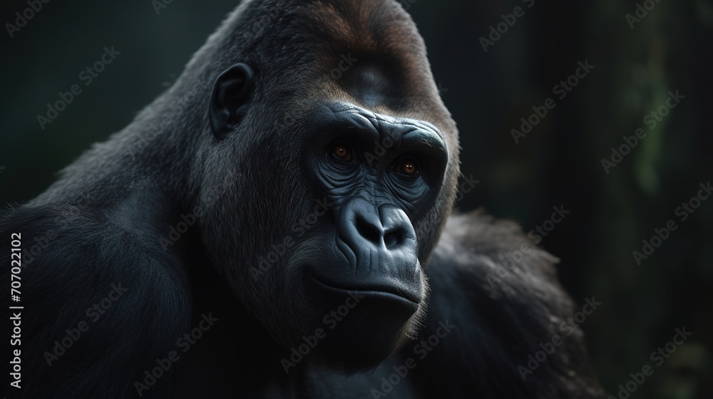 Obraz premium Gorilla in wild nature Close-up