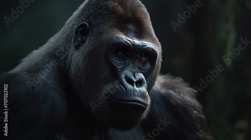 Gorilla in wild nature Close-up