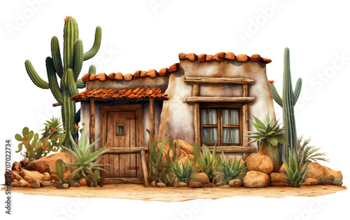 Experience a Thoughtfully Crafted Desert Dwelling House on a White or Clear Surface PNG Transparent Background
