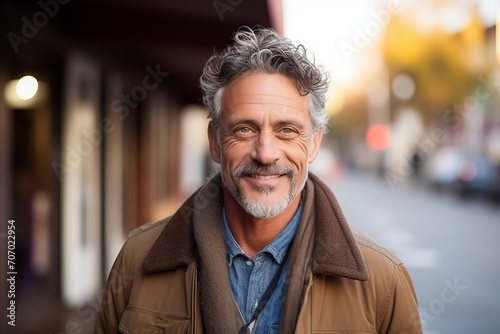 Portrait of a handsome middle-aged man in the city