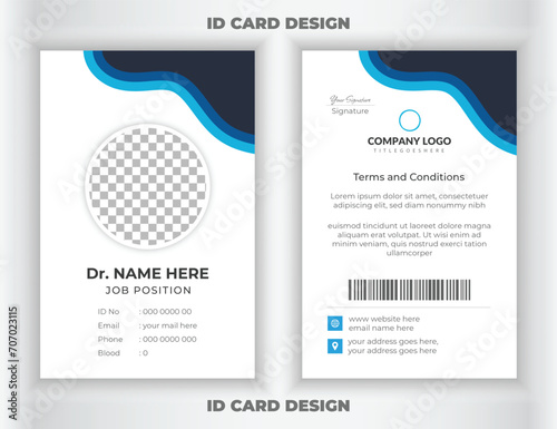 Professional medical ID card template or medical business ID card corporate identity design. Modern Doctor ID Card Template.