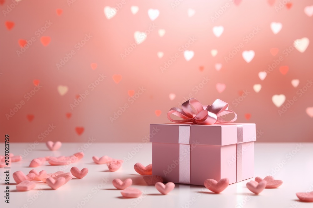 valentine's day sale with gift box and heart background