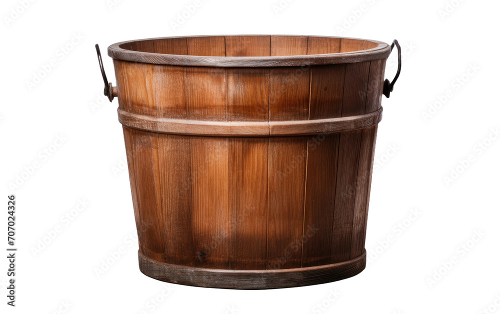 Wooden Well Bucket, a Echoing Nostalgia and Utility on a White or Clear Surface PNG Transparent Background Wooden Well Bucket, a Echoing Nostalgia and Utility on a White or Clear Surface PNG Transparent Background